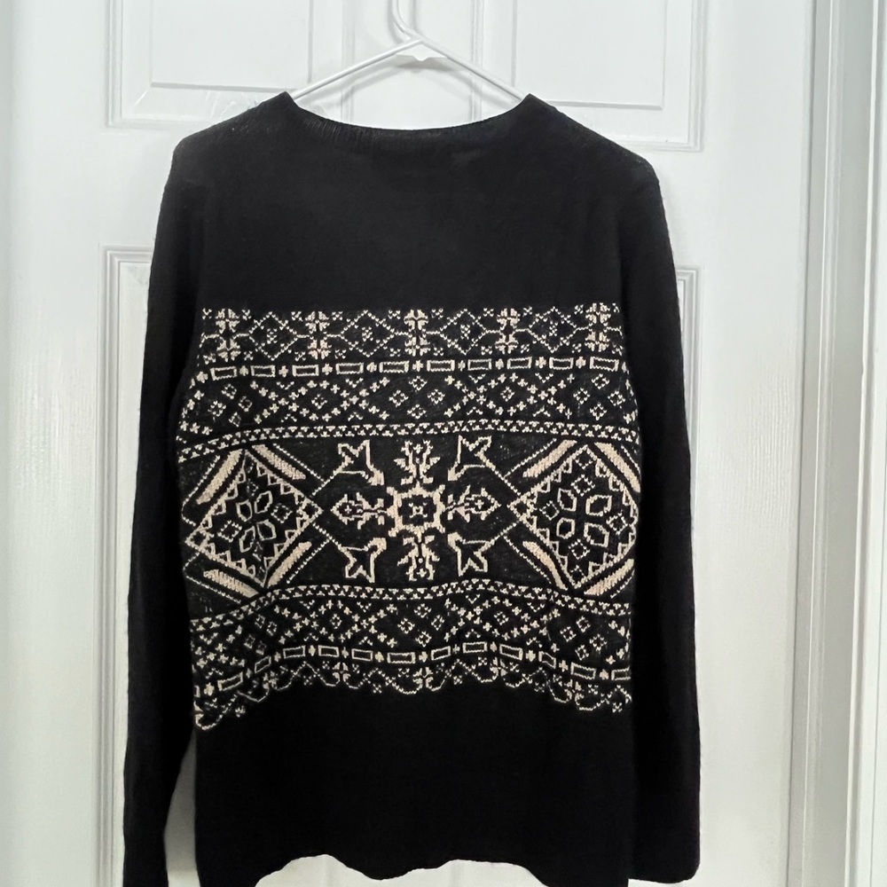Peruvian Connection medium 100% alpaca sweater black tan